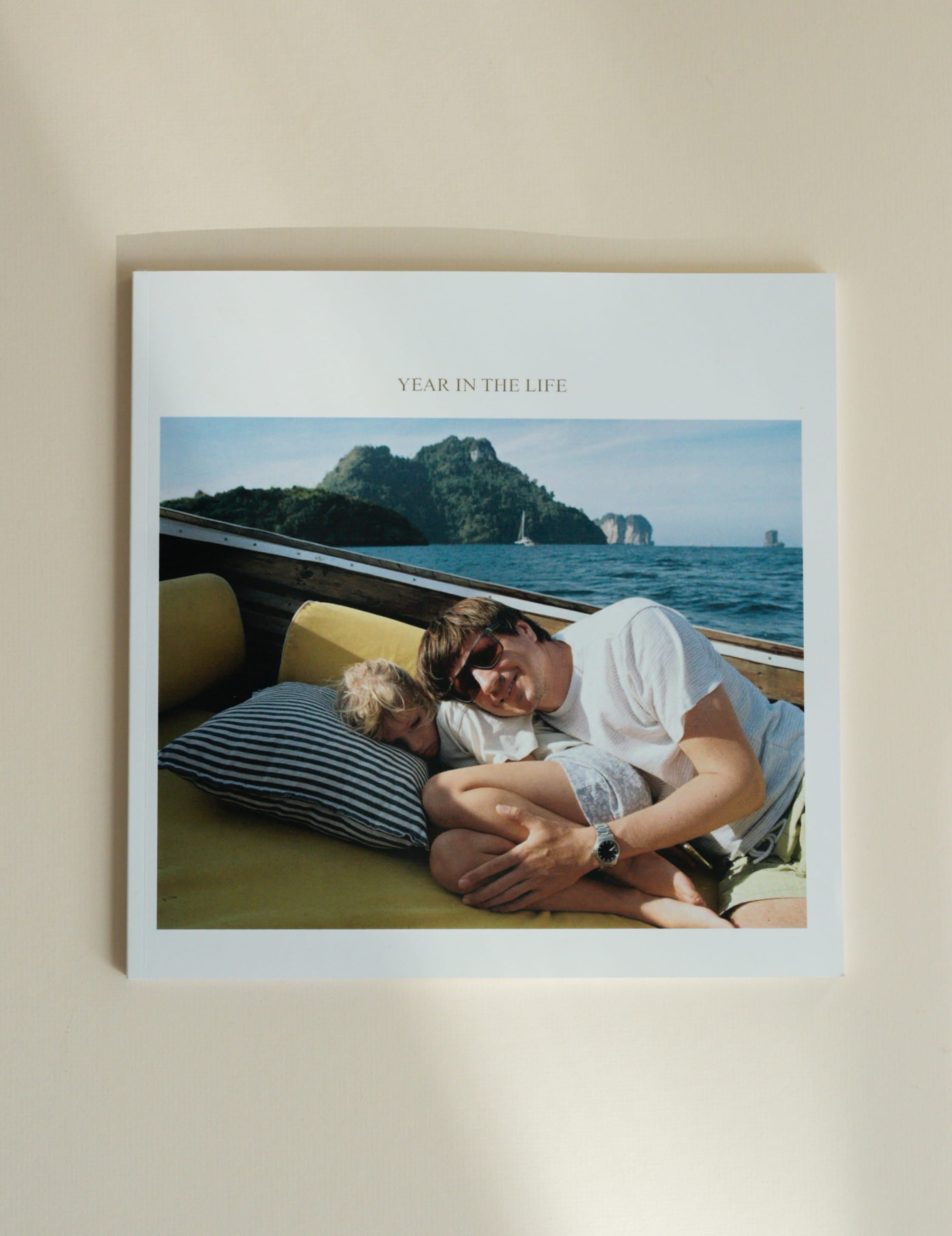 softcover Photo book showcasing a family image of their year