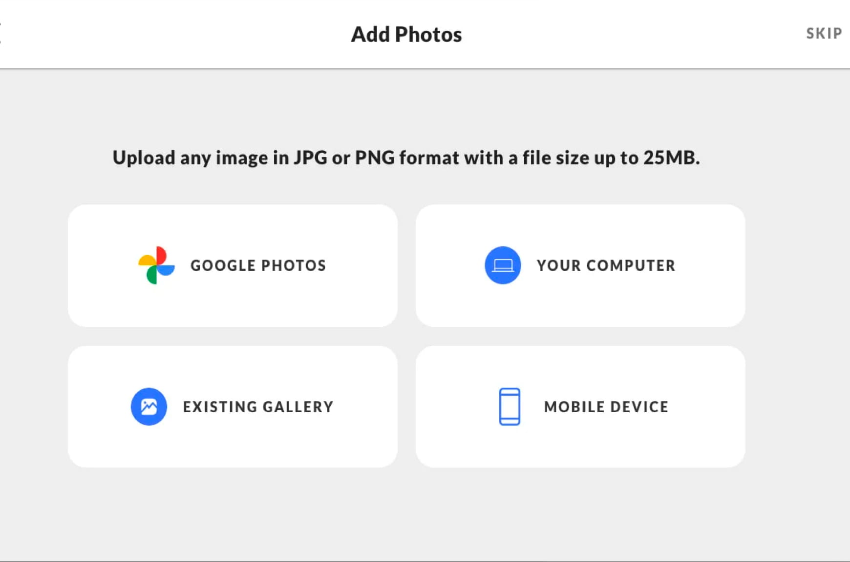 artifact uprising editor screenshot of how to upload photos from your phone