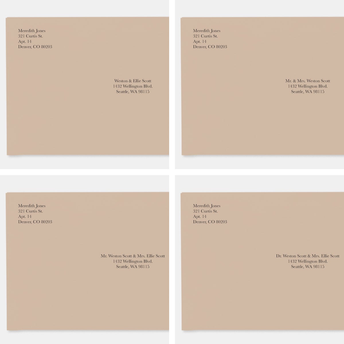 Different thank you cards laid out on a table
